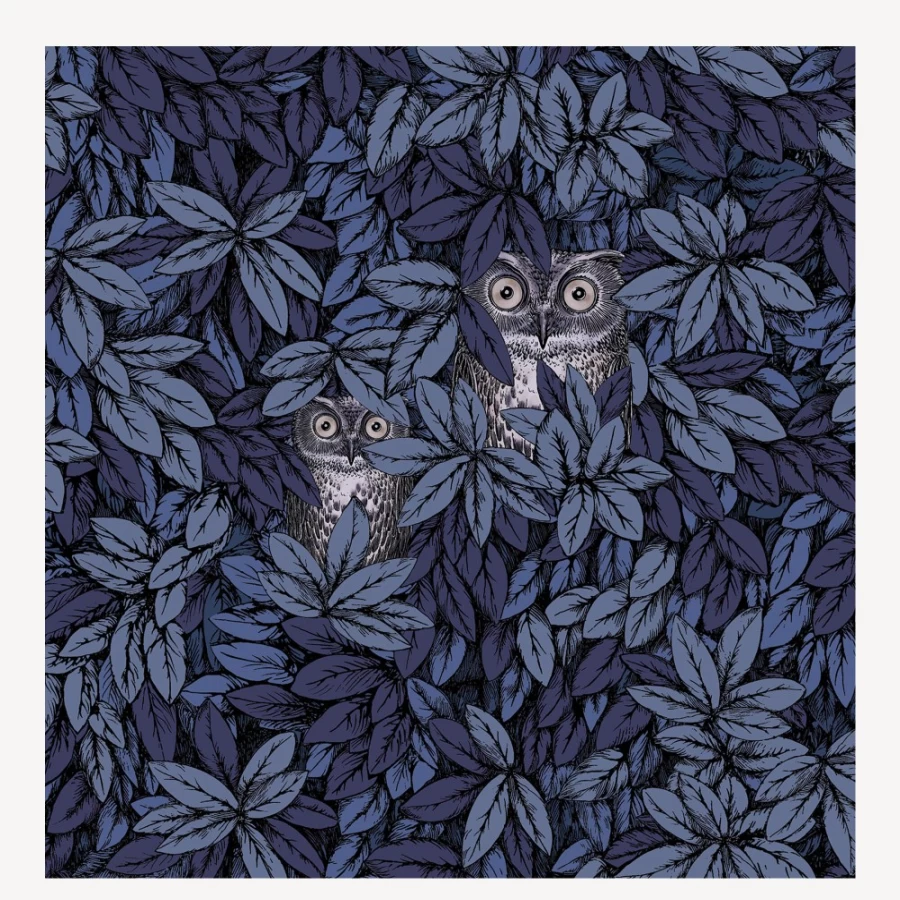 "Fornasetti Midnight Wallpaper - Foglie E Civette Design"