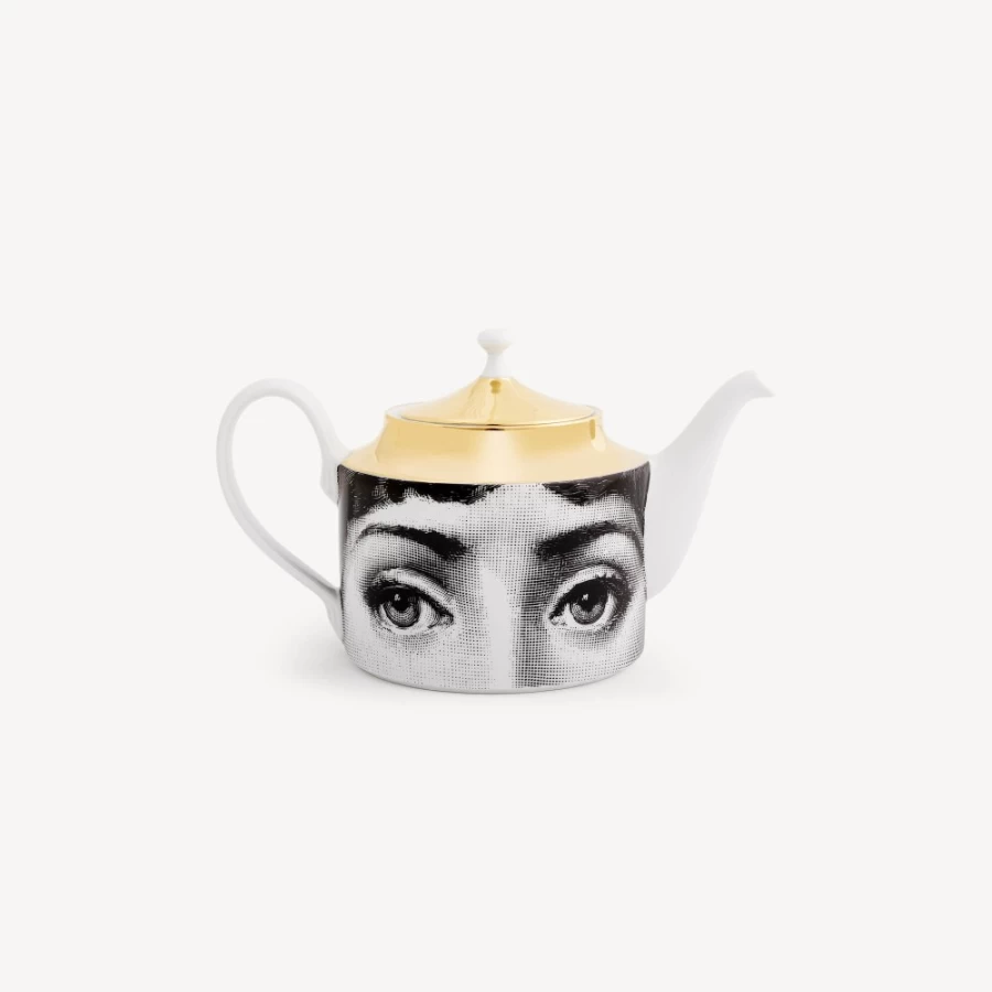 Fornasetti Tema E Variazioni N.21 Teapot in White, Black, and Gold - Collectible Designer Teapot