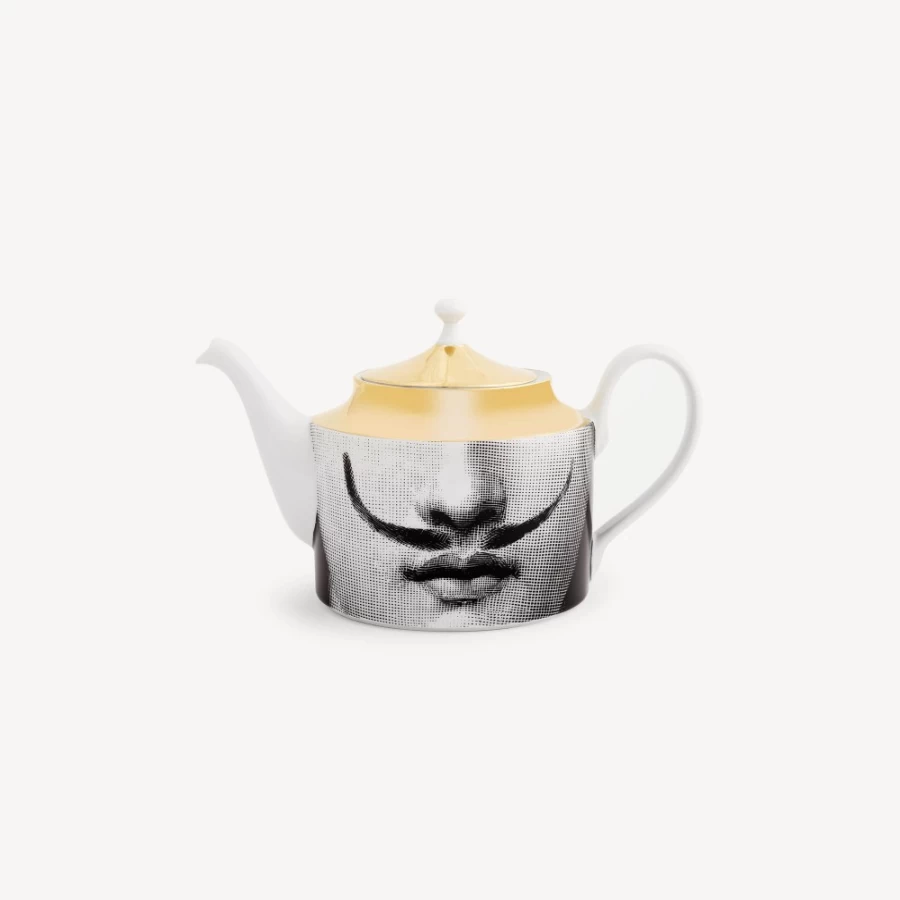 Fornasetti Tema E Variazioni N.21 Teapot in White, Black, and Gold - Collectible Designer Teapot