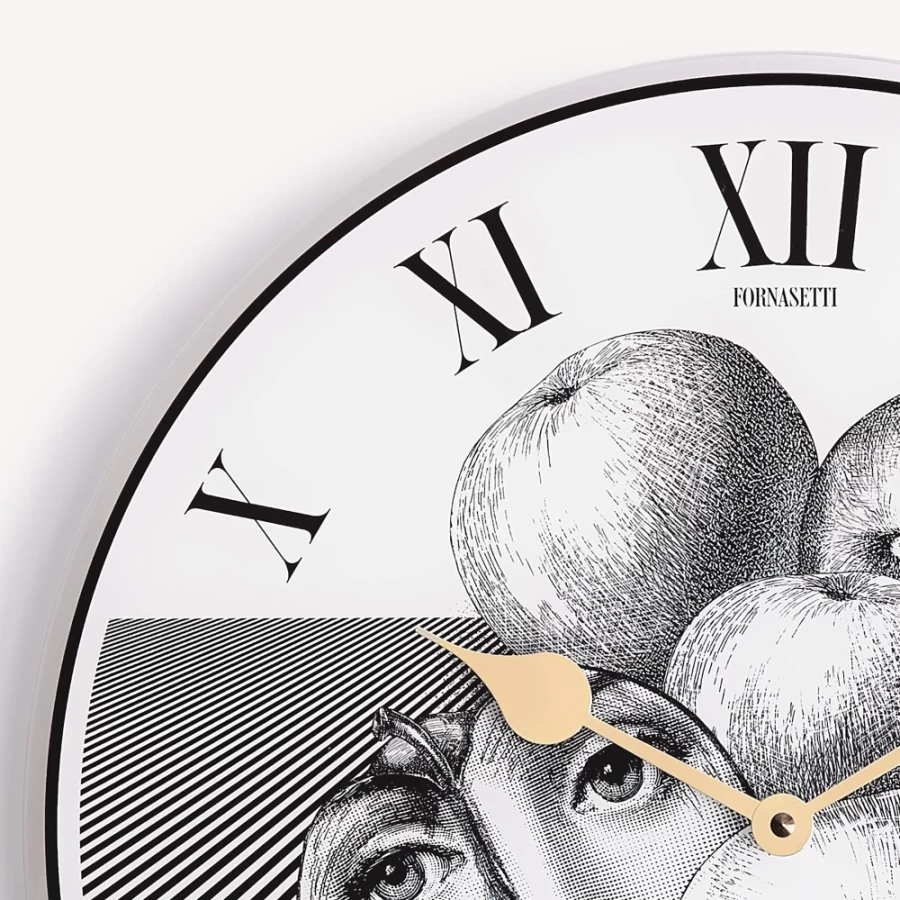 Fornasetti Clock Tema E Variazioni N. 390 in White and Black - Decorative Wall Clock