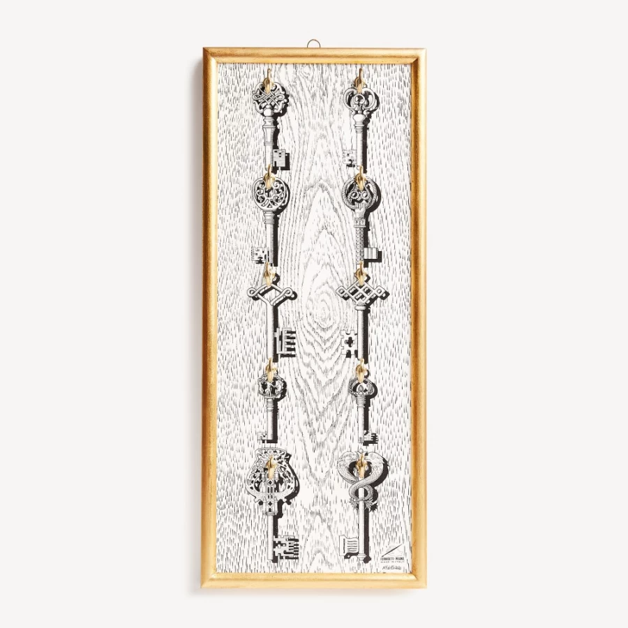 Fornasetti White and Black Panel Keychain - Stylish Designer Portachiavi