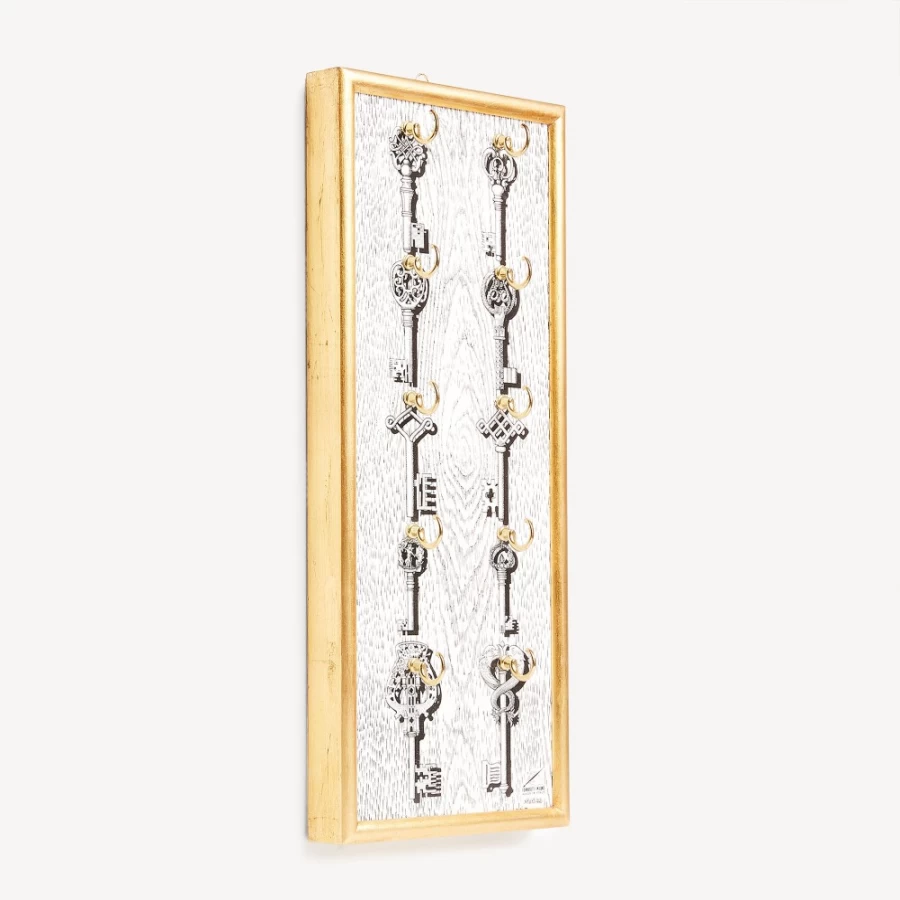 Fornasetti White and Black Panel Keychain - Stylish Designer Portachiavi