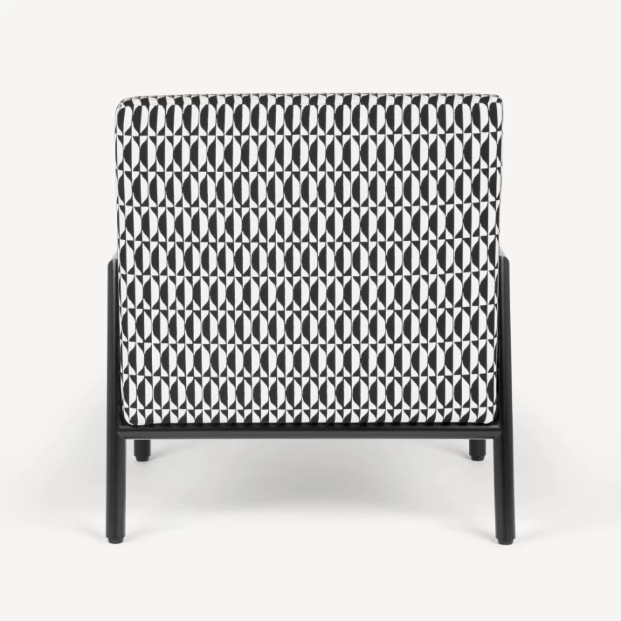 Fornasetti Losanghe Outdoor Armchair in White and Black - Modern Garden Lounge Chair