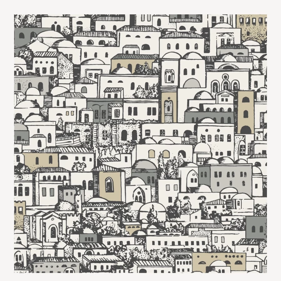 Fornasetti Mediterranea Wallpaper in White and Metallic - Luxury Designer Wall Covering