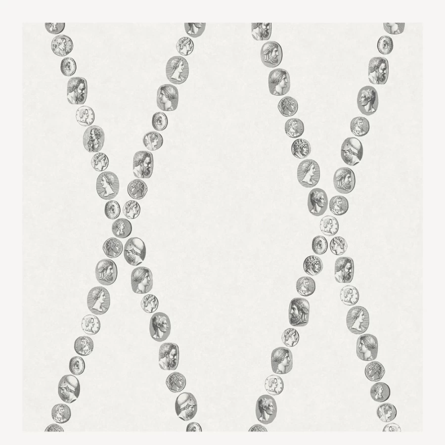 Fornasetti Black & White Cammei Pattern Wallpaper