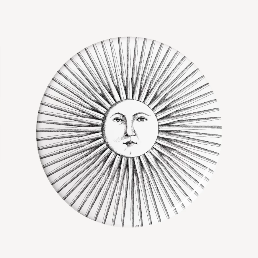 Fornasetti White and Black Stool Sole Splendente - Decorative Designer Seat