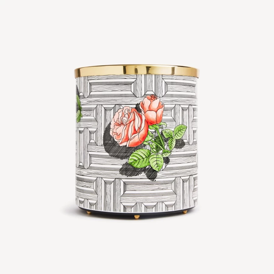 Fornasetti Multicolour Paper Basket Musciarabia with Rose Design - Decorative Storage Art Piece