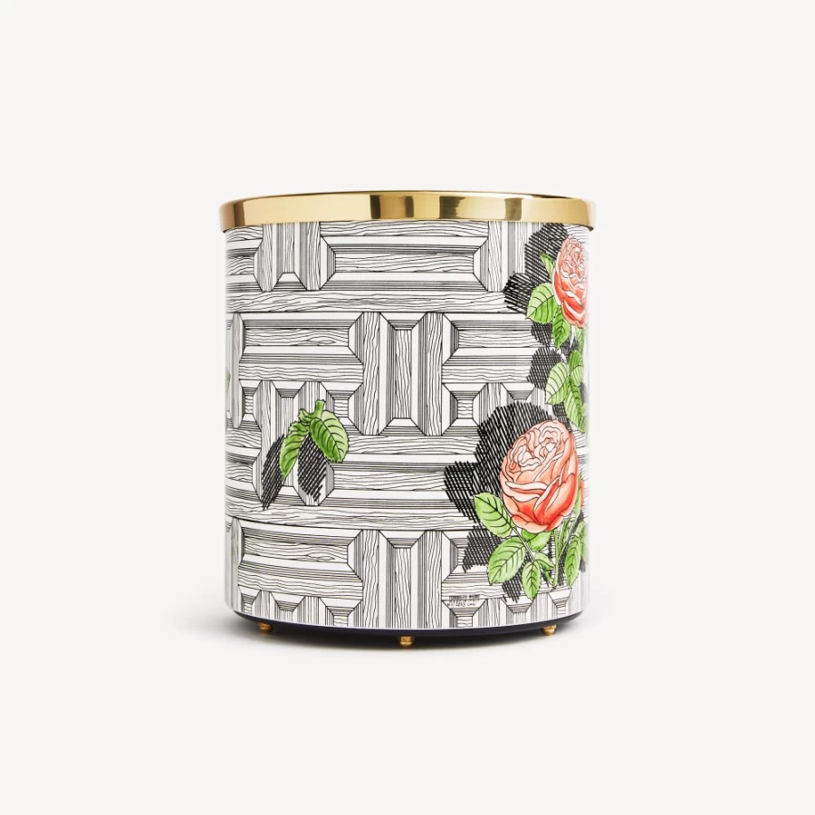 Fornasetti Multicolour Paper Basket Musciarabia with Rose Design - Decorative Storage Art Piece