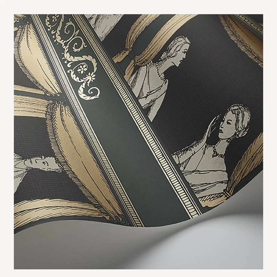 Fornasetti Wallpaper Teatro Design in Racing Car Green - Premium Italian Decorative Wall Covering