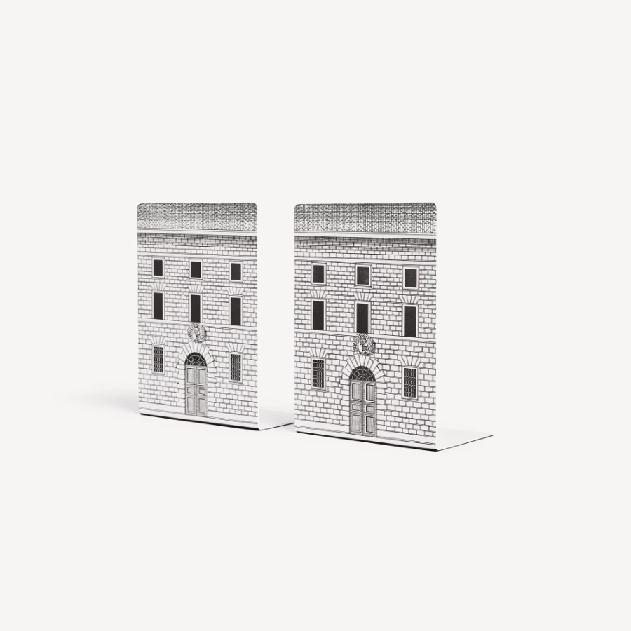Fornasetti White and Black Architettura Bookends - Decorative Designer Book Holders