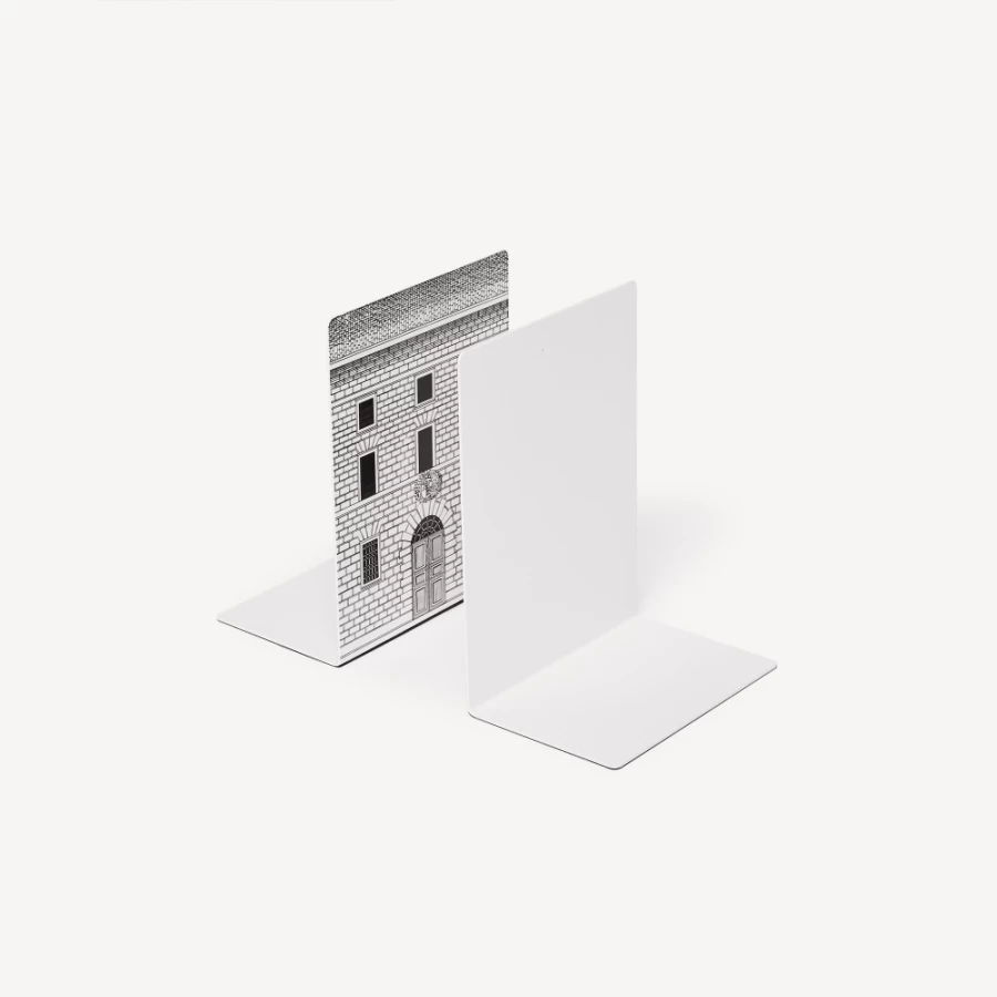 Fornasetti White and Black Architettura Bookends - Decorative Designer Book Holders