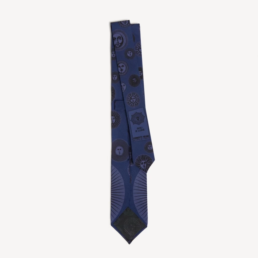 Fornasetti Blue Tie Soli Silk Tie - Luxury Designer Necktie for Men