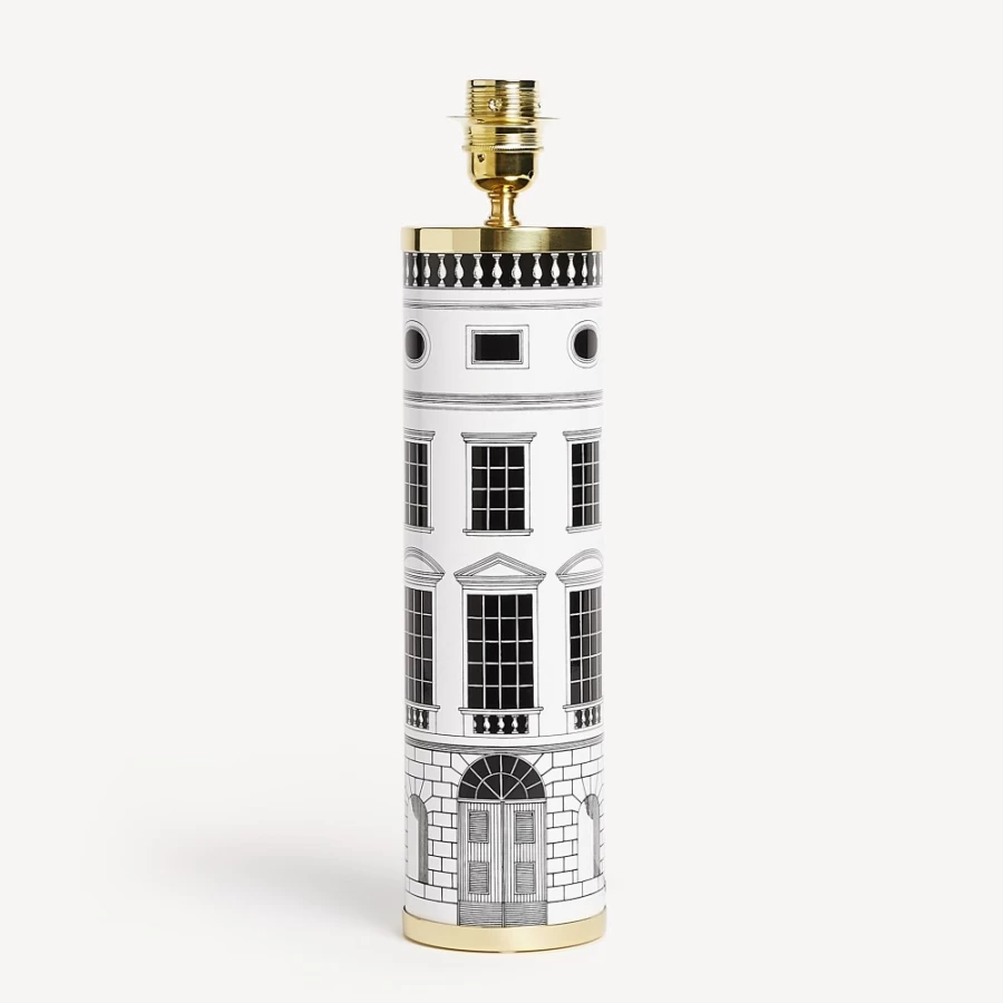 Fornasetti Architettura White and Black Cylindrical Lamp Base - Modern Designer Lighting
