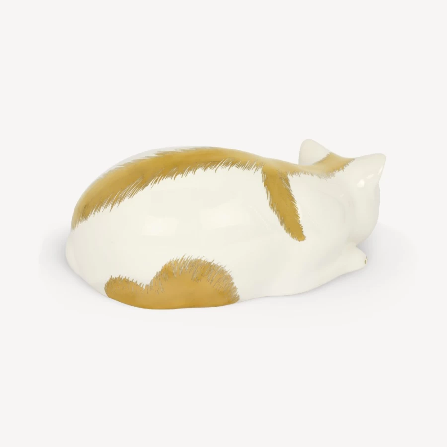 Fornasetti Cat Striato Decorative Plate in White and Gold - Collectible Designer Home Accent