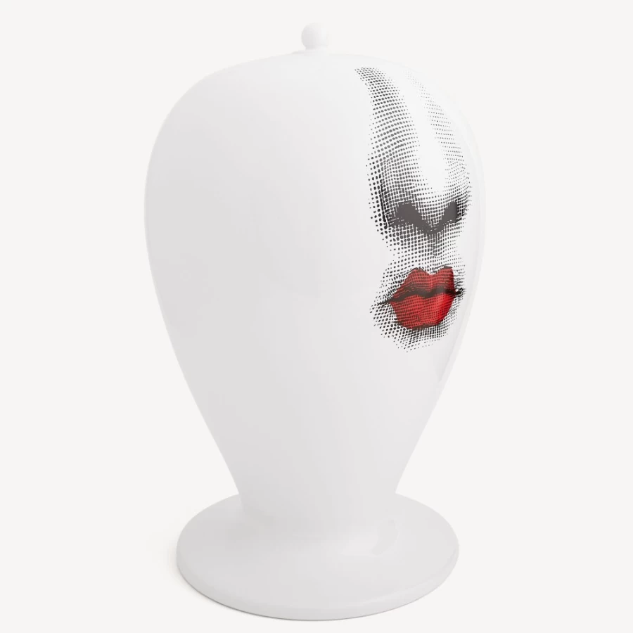 Fornasetti Bacio Maxi Vase - White, Black & Red Ceramic Collectible Art Piece