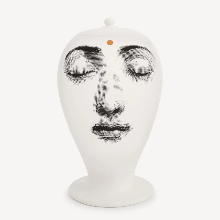 Fornasetti Ajna Vase - White, Black & Gold Ceramic Decorative Piece