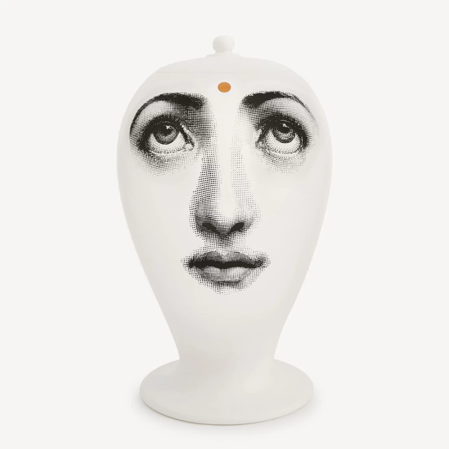 Fornasetti Ajna Vase - White, Black & Gold Ceramic Decorative Piece
