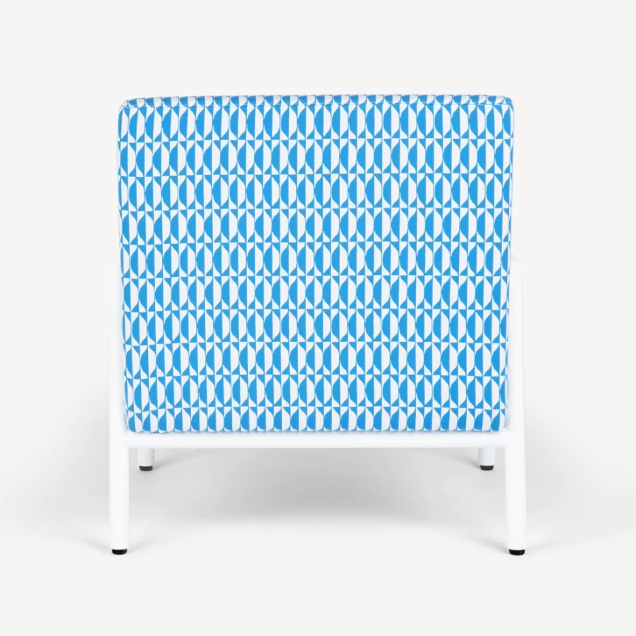 Fornasetti Losanghe Outdoor Armchair in Turquoise and White - Modern Garden Lounge Chair