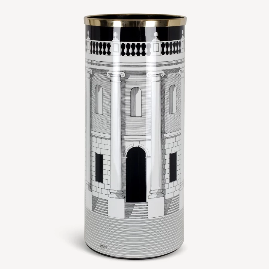 Fornasetti White Black Gold Umbrella Stand Casa Con Colonne Home Decor