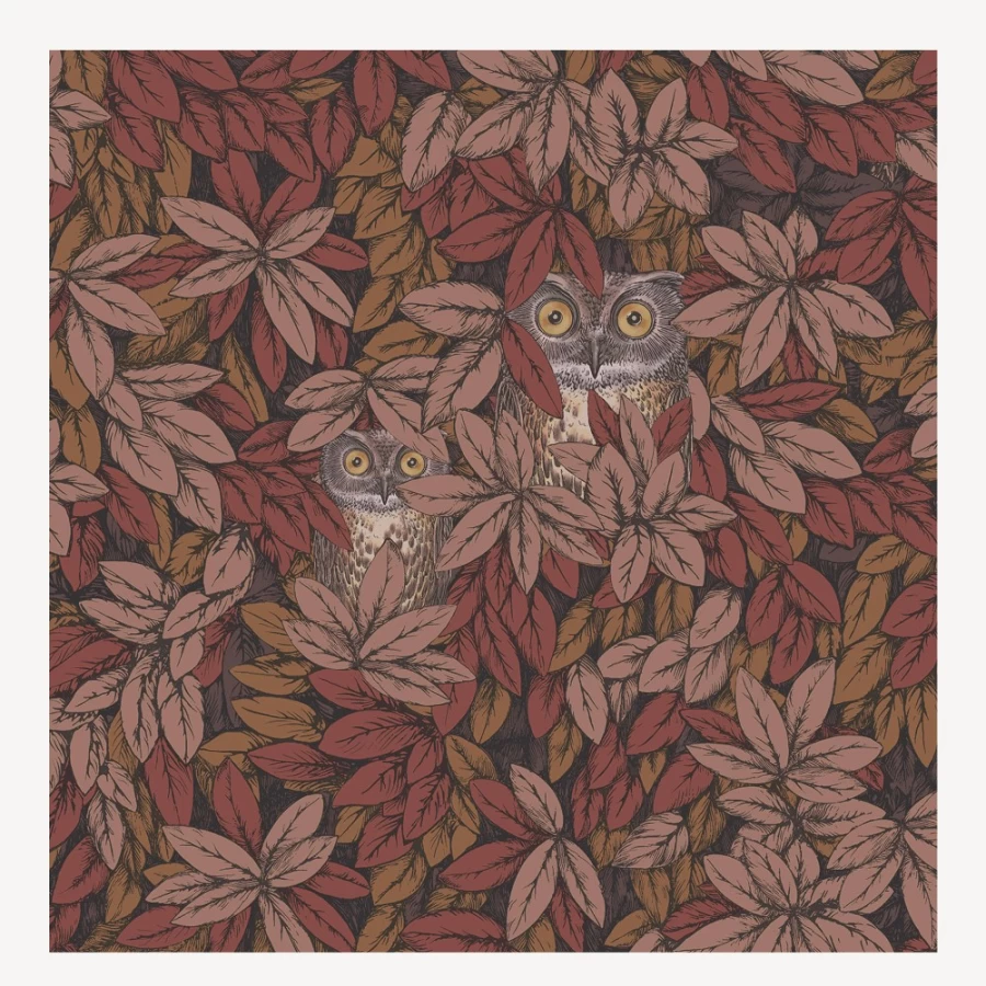 Fornasetti Autumnal Leaves Wallpaper with Owl Design - Premium Italian Decor