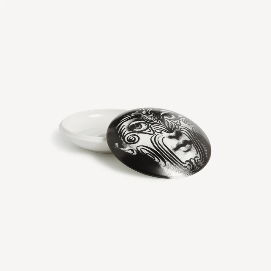 Fornasetti Round Box Tema E Variazioni N.9 in White and Black - Decorative Collectible