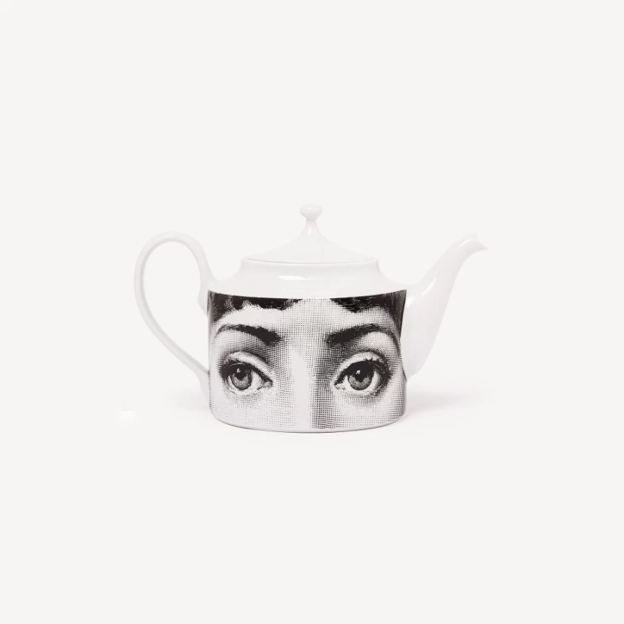 Fornasetti Tema E Variazioni N.21 White and Black Ceramic Teapot Collectible Design