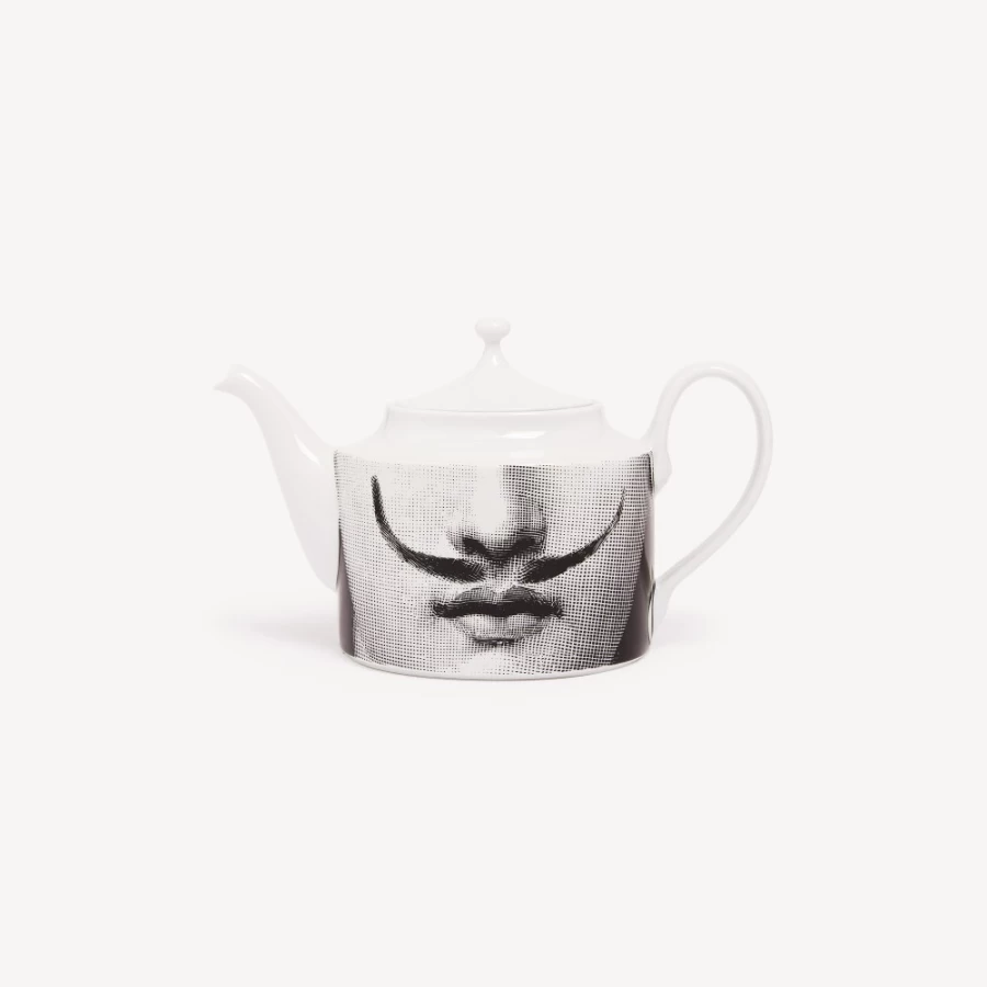 Fornasetti Tema E Variazioni N.21 White and Black Ceramic Teapot Collectible Design