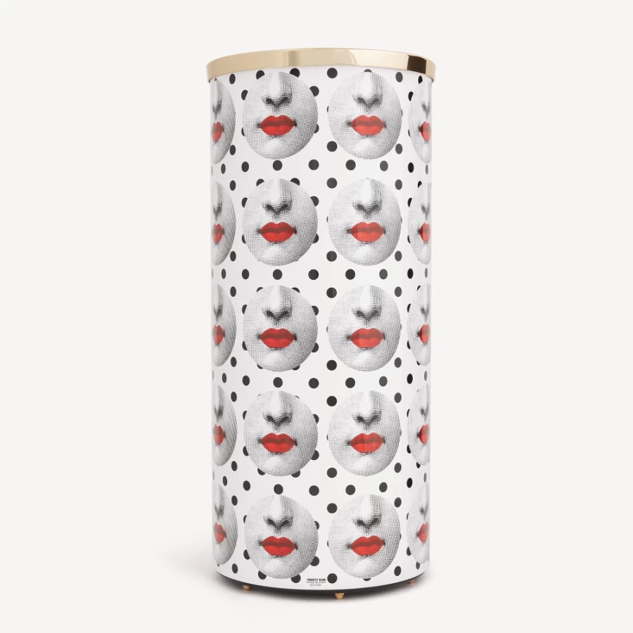 Fornasetti Umbrella Stand in White, Black, and Red - Stylish Designer Holder for Home Decor