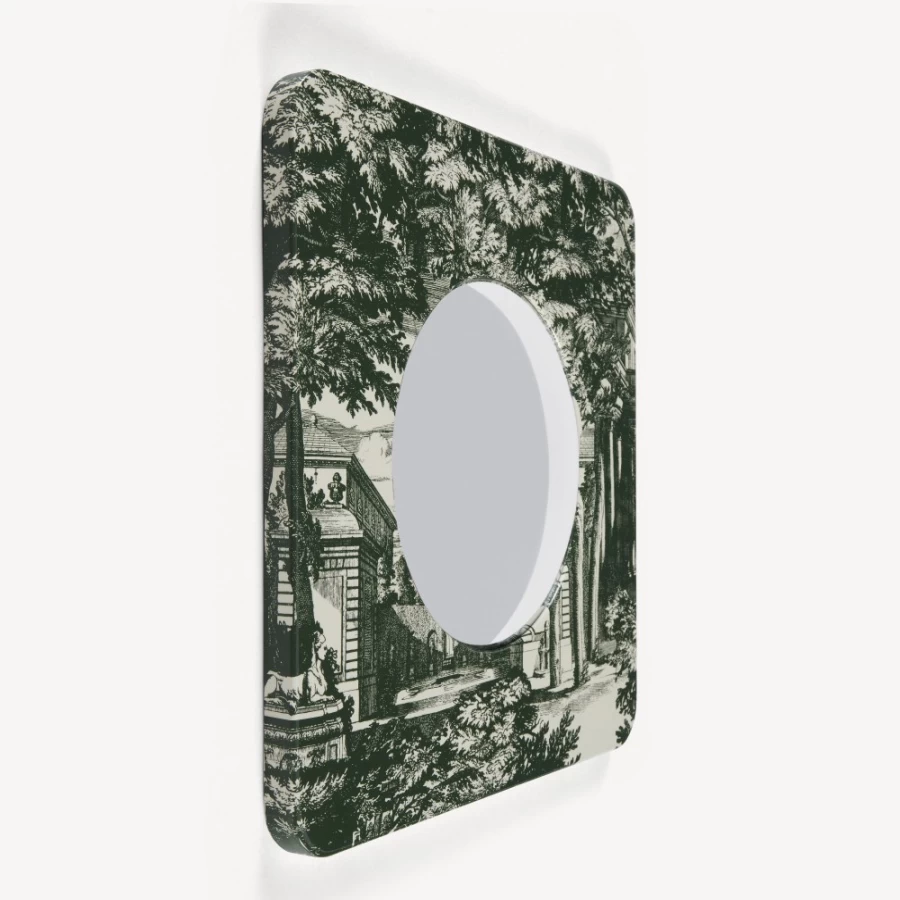Fornasetti Green Ivory Convex Mirror Frame Giardino Settecentesco Wall Decor