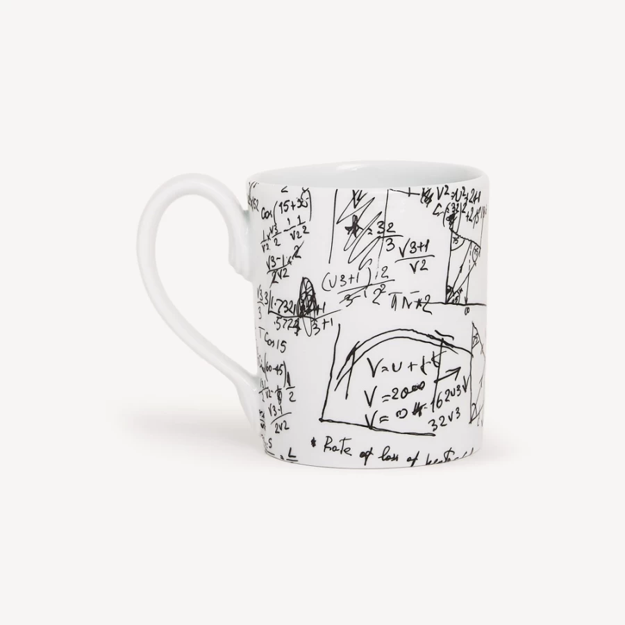 Fornasetti White and Black Alta Matematica Ceramic Mug