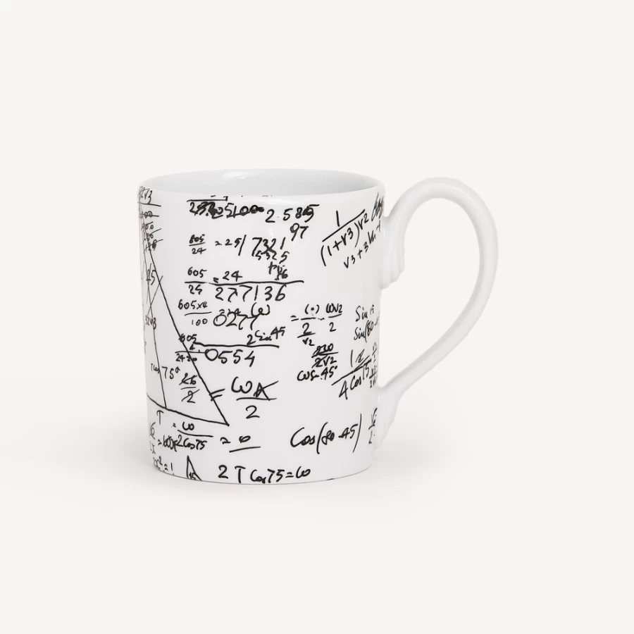 Fornasetti White and Black Alta Matematica Ceramic Mug
