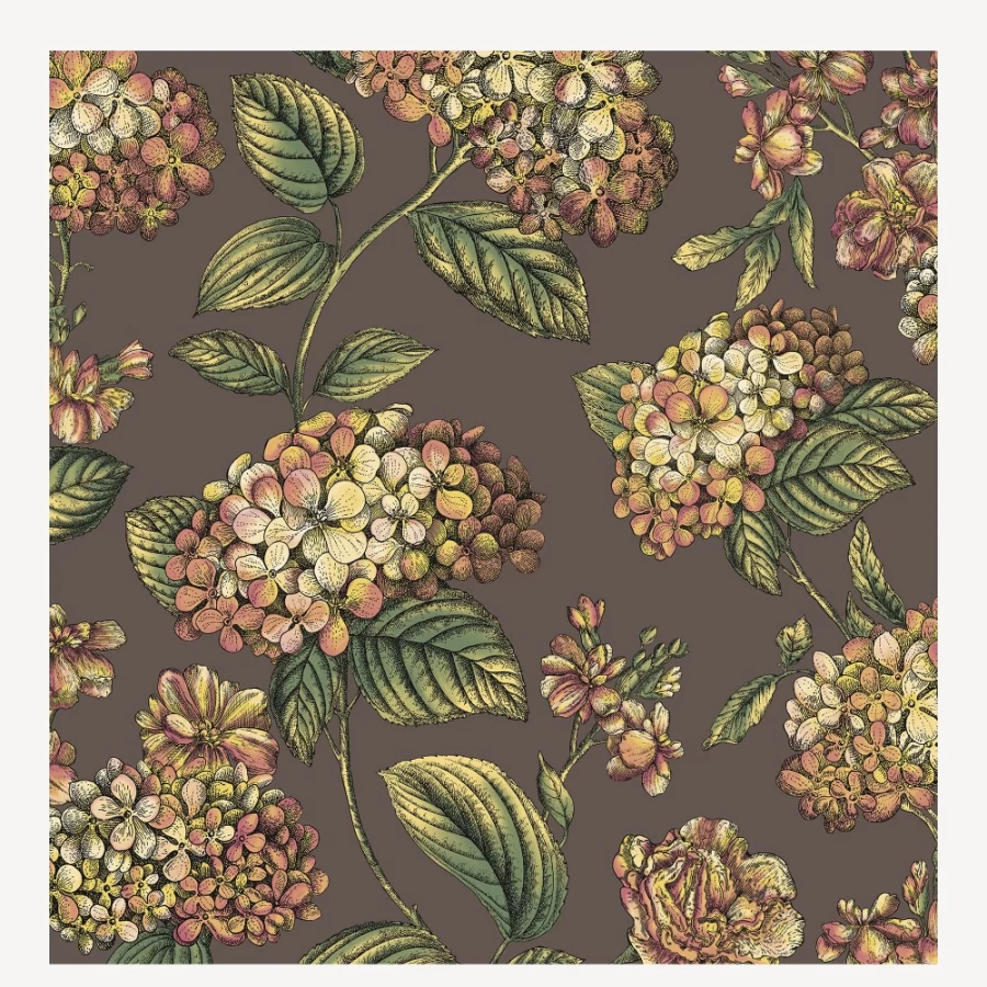 Fornasetti Autumnal Hydrangea Wallpaper - Ramo Di Ortensia Design