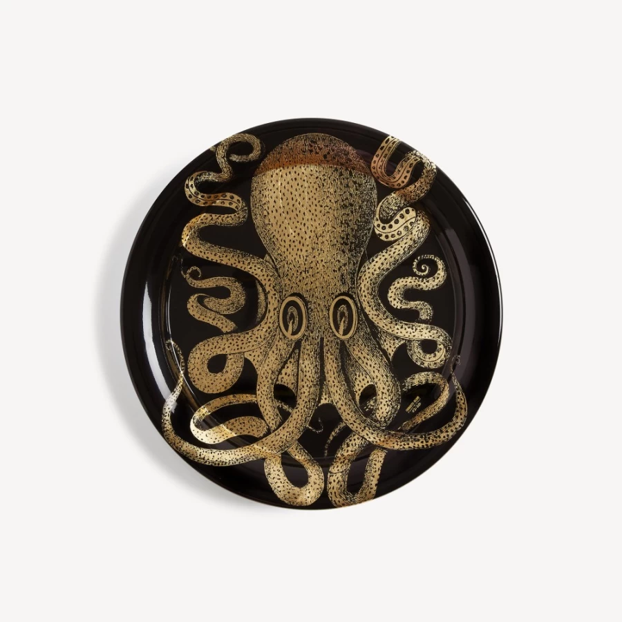 Fornasetti Gold and Black Polipo Tray - Decorative Collectible Tray