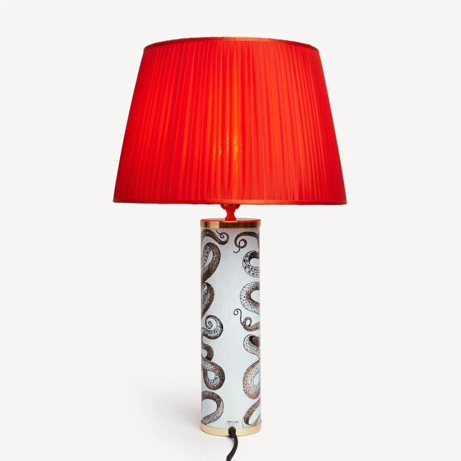 Fornasetti Red Conical Pleated Lampshade - Elegant Designer Lighting
