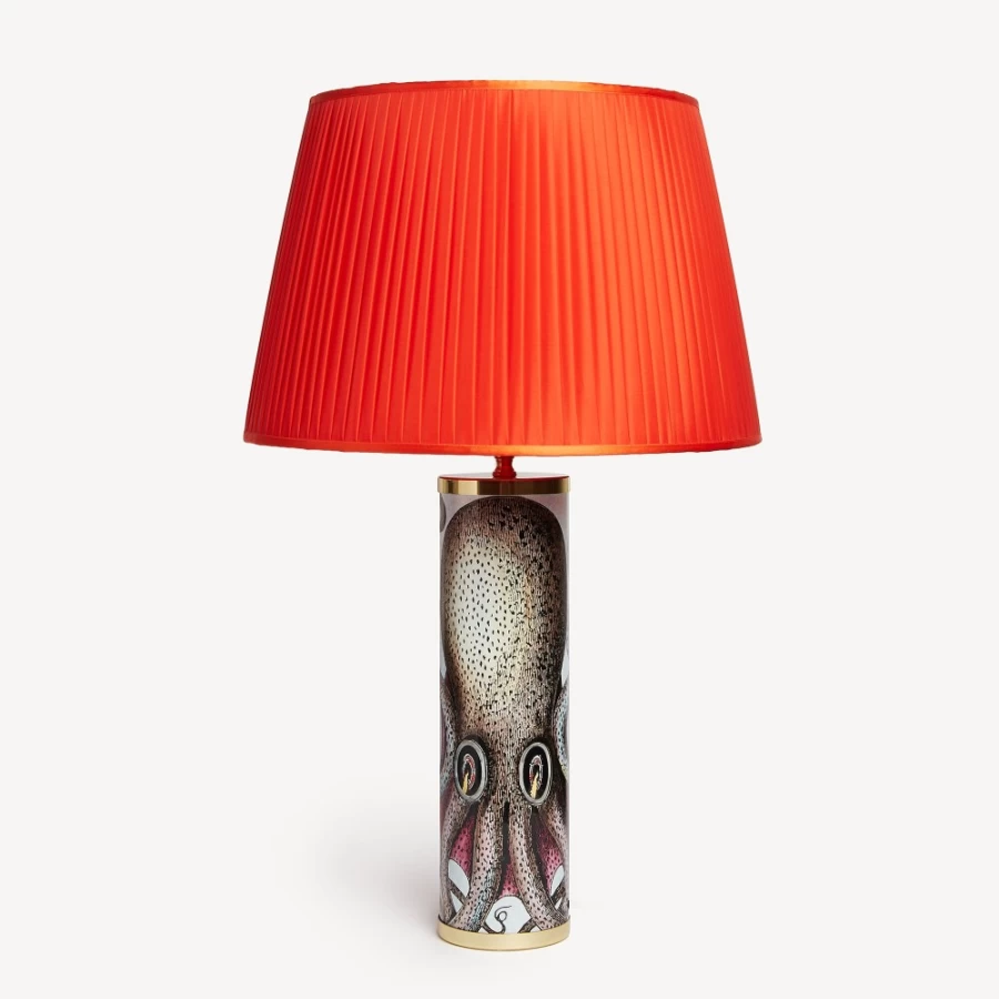 Fornasetti Red Conical Pleated Lampshade - Elegant Designer Lighting