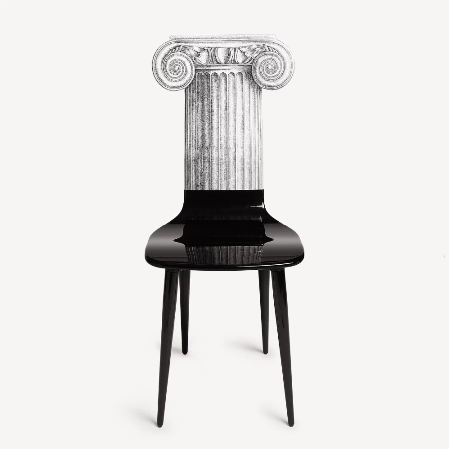 Fornasetti Capitello Jonico Chair in White and Black - Modern Designer Furniture