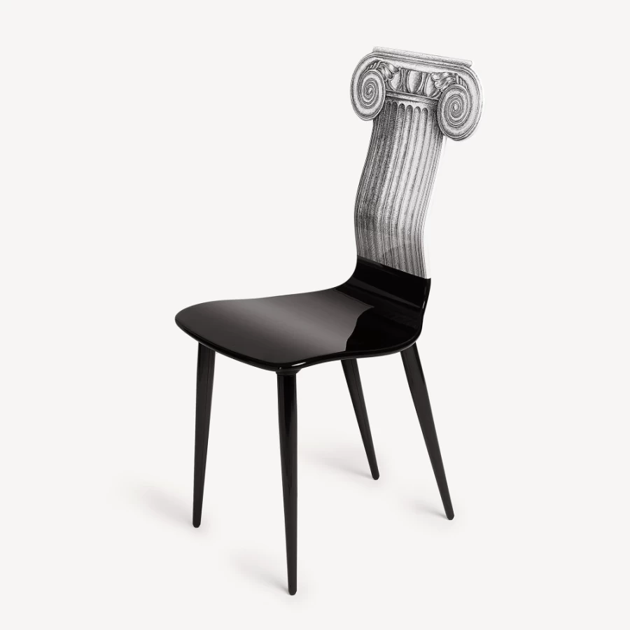Fornasetti Capitello Jonico Chair in White and Black - Modern Designer Furniture