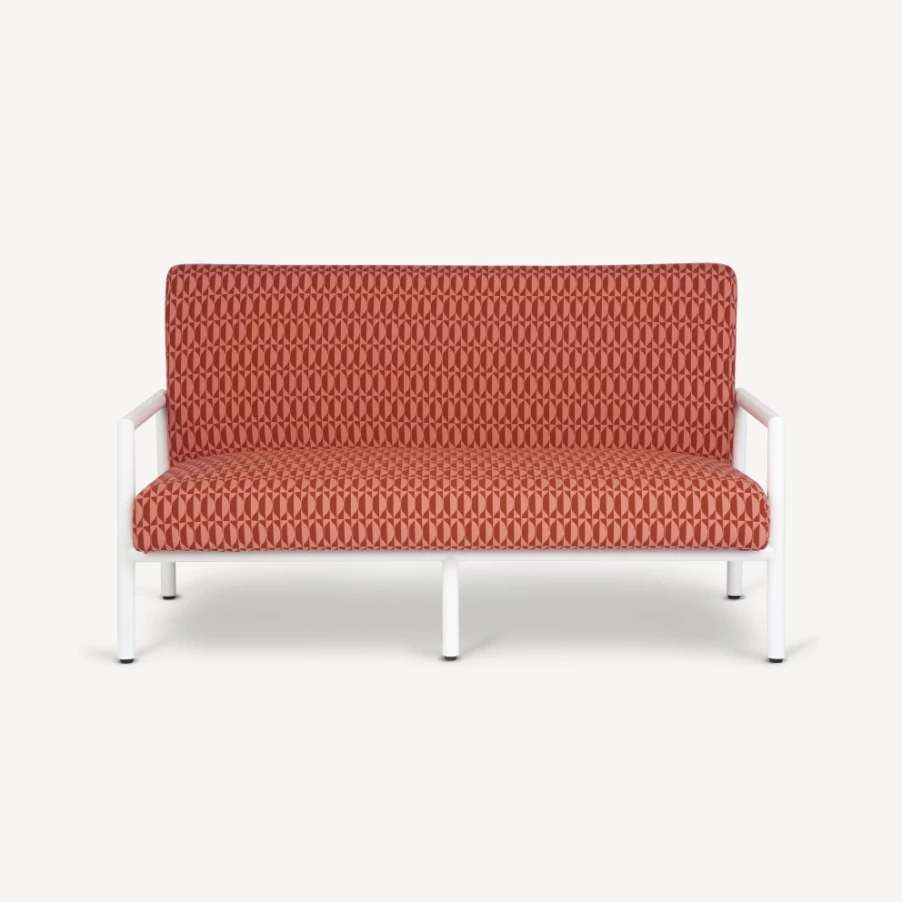Fornasetti Outdoor Sofa "Losanghe" in Pink, Mattone & White - Luxury Garden Furniture