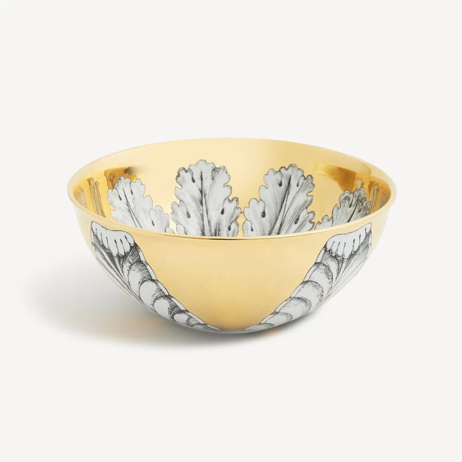 Fornasetti Centrepiece Rosone N.6 Decorative Bowl in White, Black, and Gold