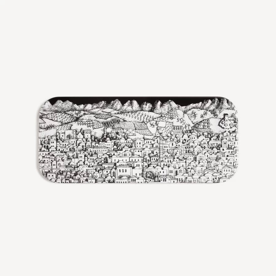 Fornasetti White and Black Gerusalemme Decorative Tray