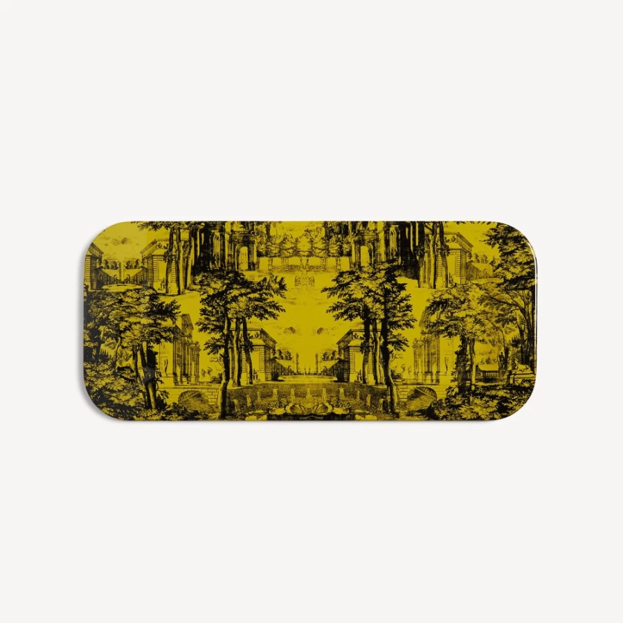Fornasetti Black and Yellow Settecentesco Garden Tray - Decorative Collectible Tray