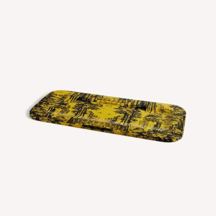 Fornasetti Black and Yellow Settecentesco Garden Tray - Decorative Collectible Tray