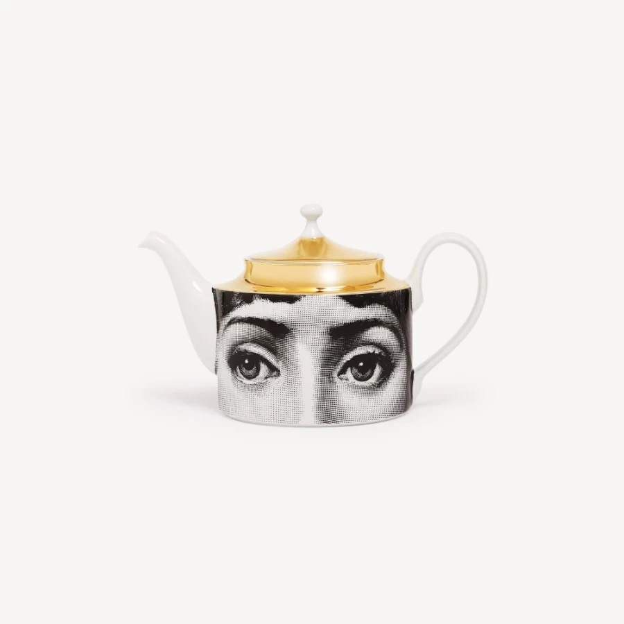 Fornasetti Tema E Variazioni Teapot in White, Black & Gold - Collectible Designer Teapot