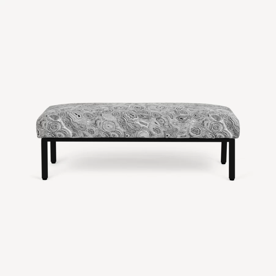 Fornasetti Malachite Outdoor Bench in White and Black - Modern Garden Furniture
