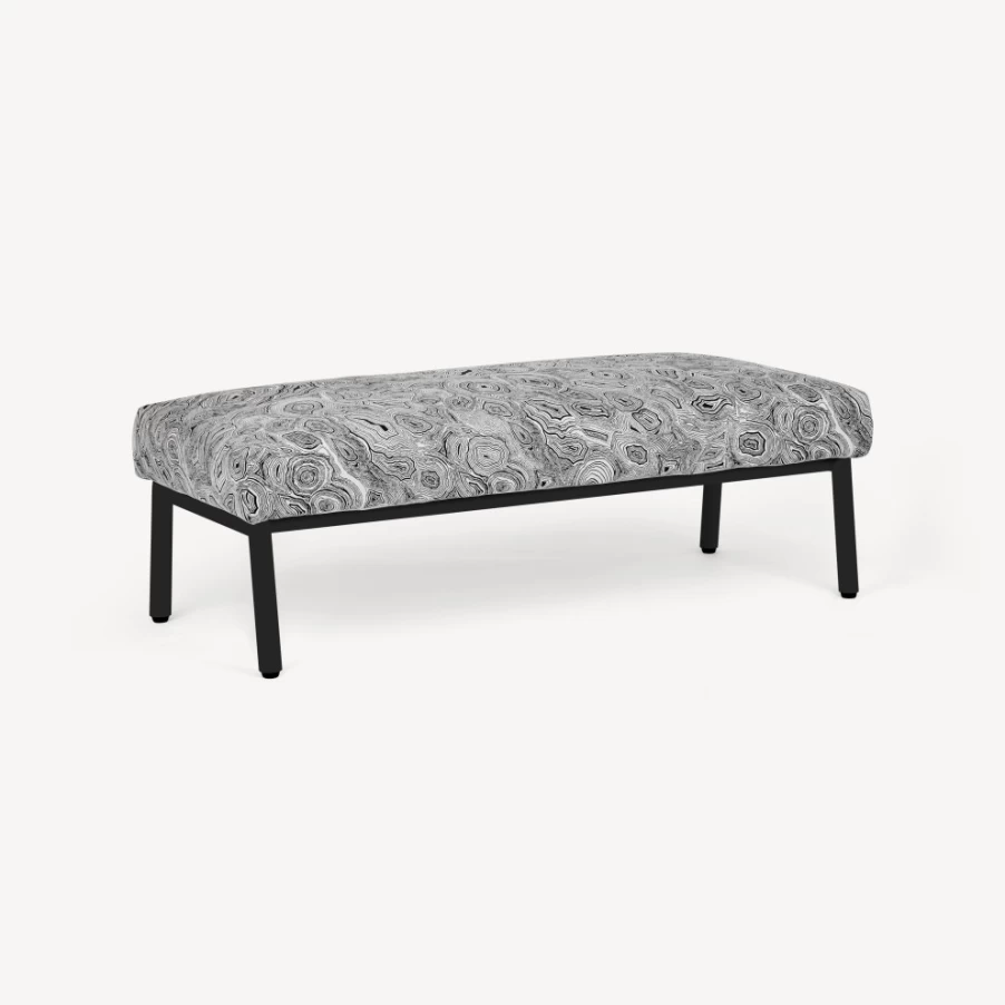 Fornasetti Malachite Outdoor Bench in White and Black - Modern Garden Furniture