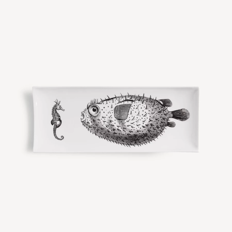 Fornasetti White and Black Tray Affronto Decorative Collectible Home Accent