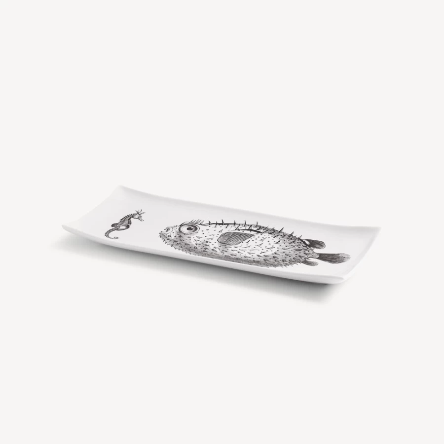 Fornasetti White and Black Tray Affronto Decorative Collectible Home Accent