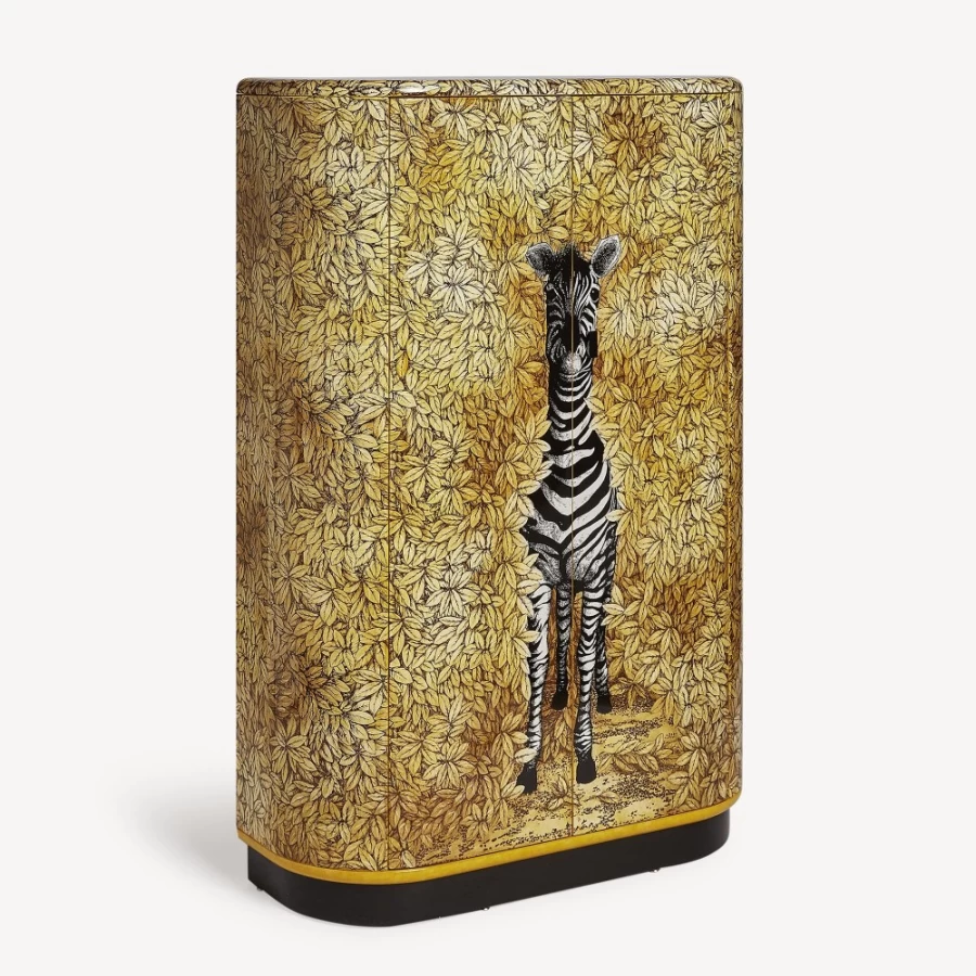 Fornasetti Multicolour Curved Cabinet Zebra Design Home Decor