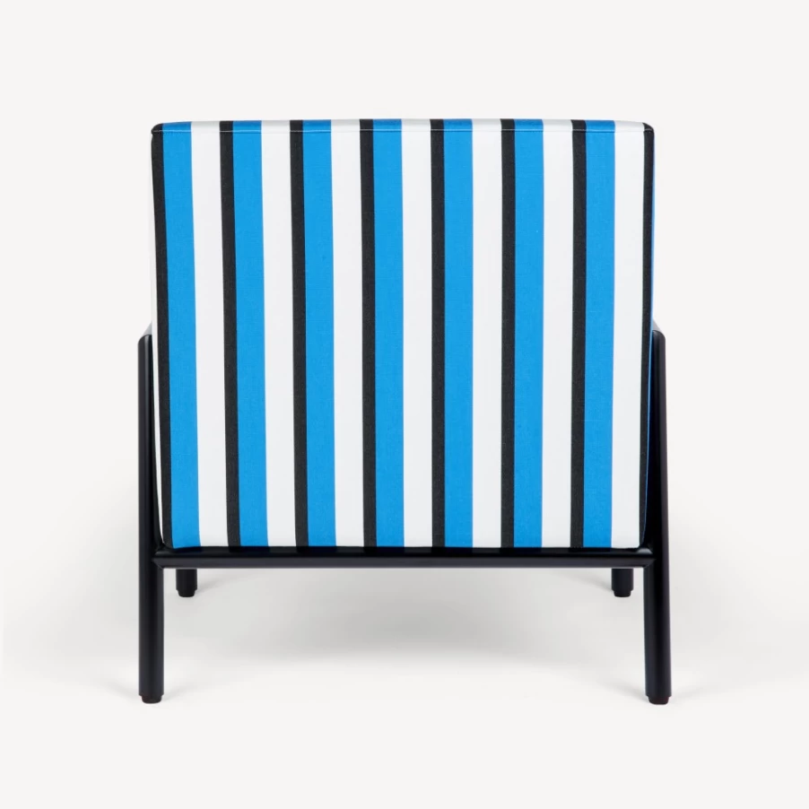 Fornasetti Outdoor Armchair Rigato in Turquoise, White & Black - Premium Garden Lounge Chair