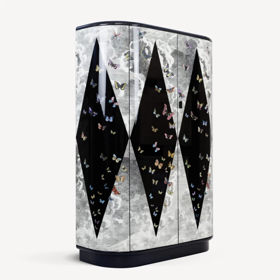 Fornasetti Curved Cabinet Volo Magico Multicolour Design Collector's Piece